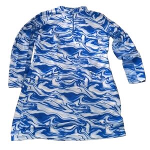 Ibkul Devon Blue Mandarin Collar Dress Size Large